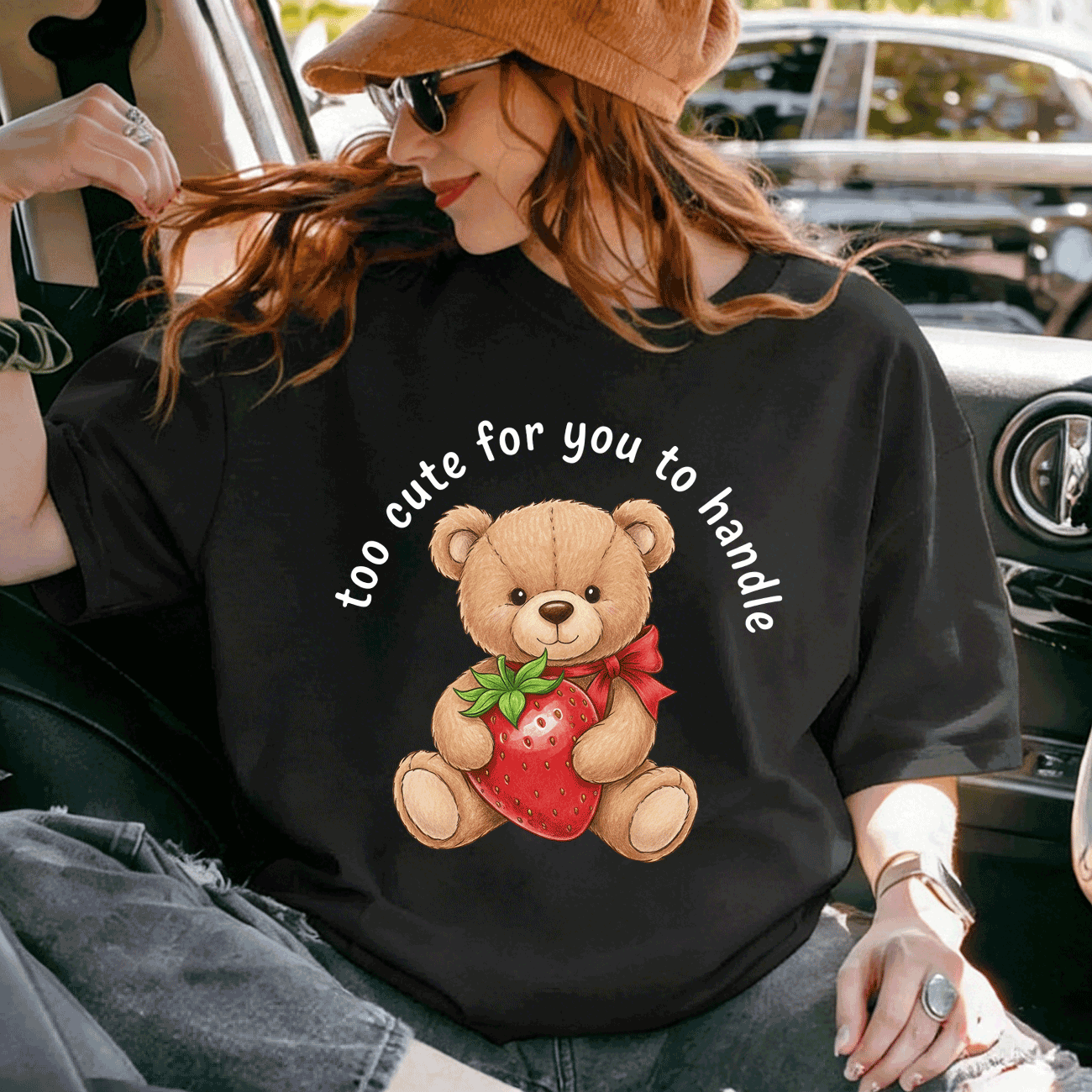 Too Cute For You To Handle Strawberry Bear T-shirt