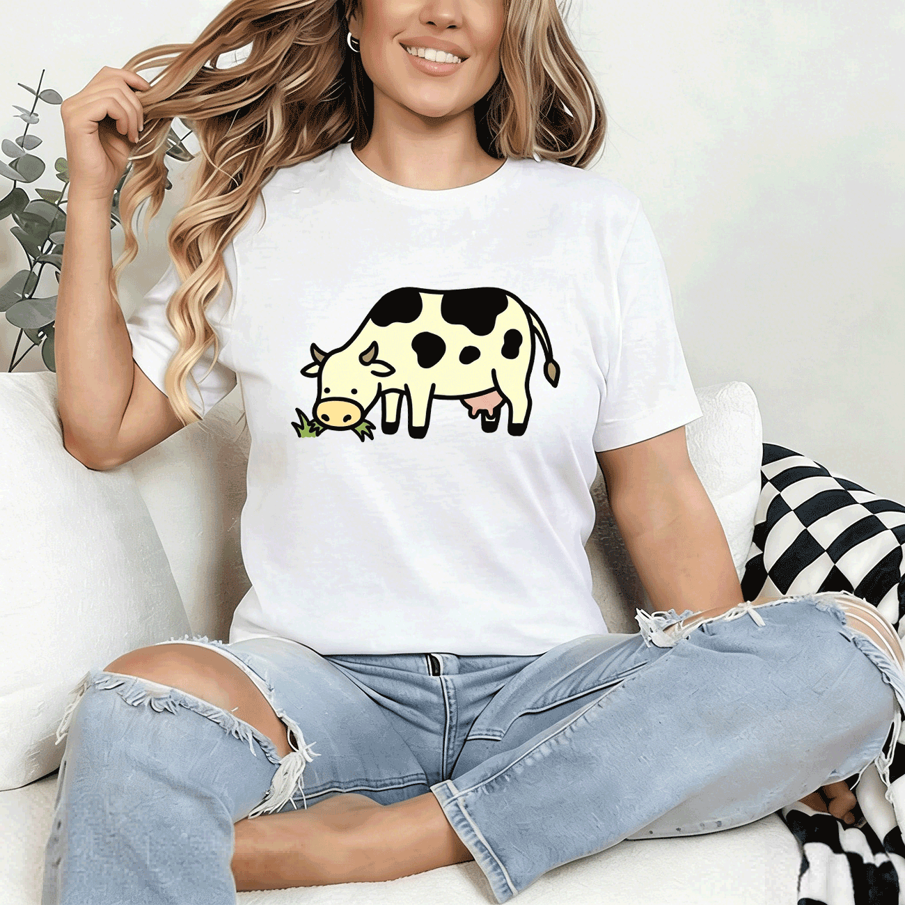 A Lovely Cow 100%Cotton Casual T-shirt