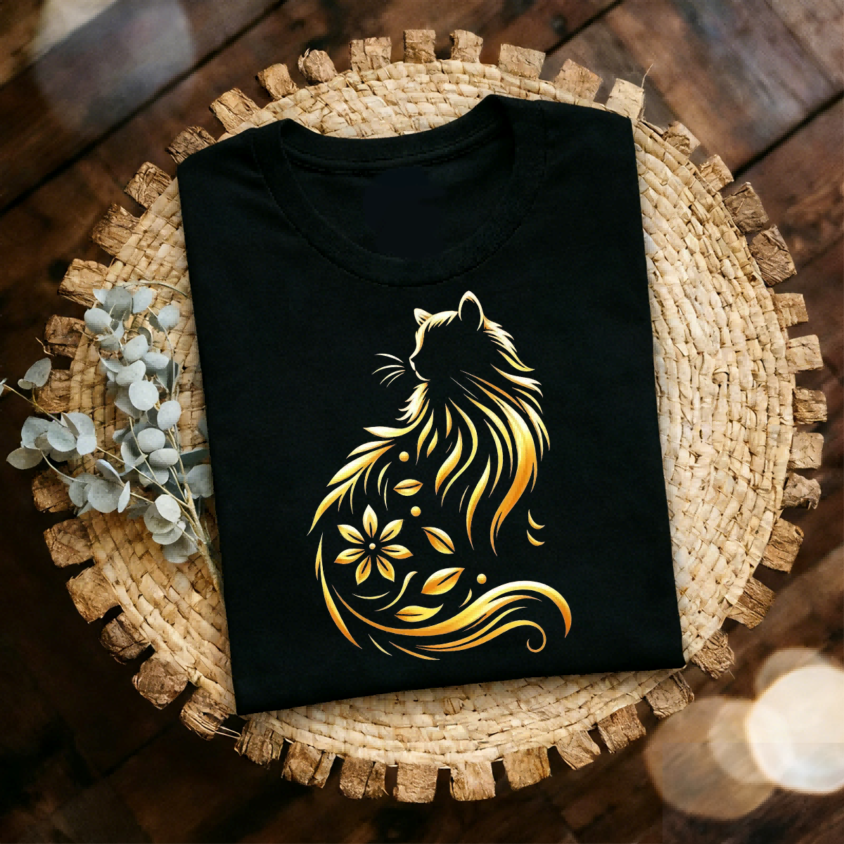 100%Cat and 100%Cotton Casual T-shirt