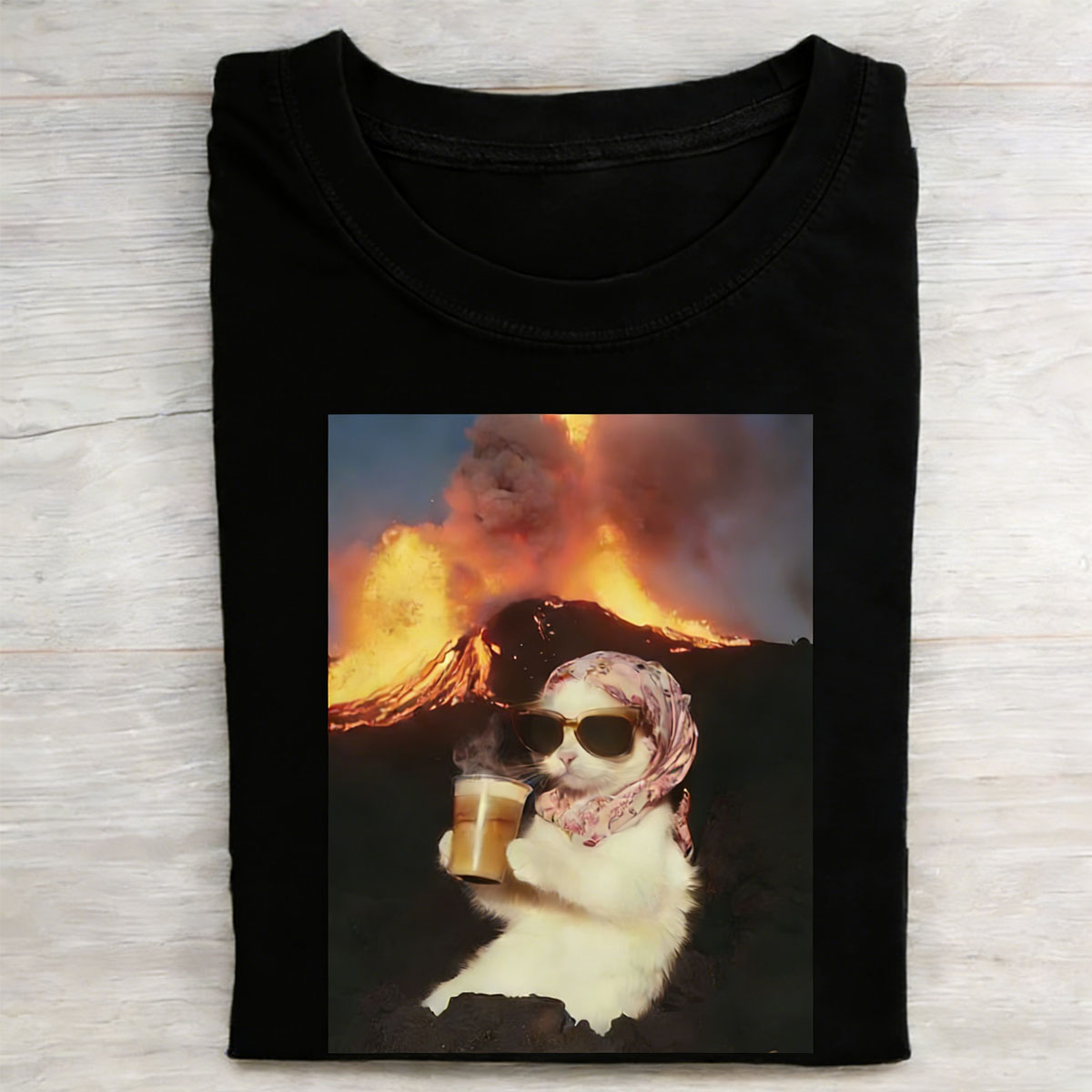 A Leisurely Kitten With Volcano Casual T-shirt